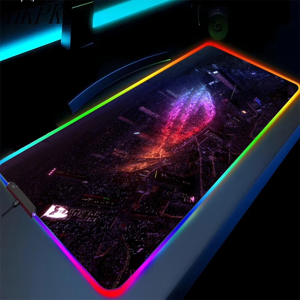 XXL RGB Gaming Desk Mat – LED Backlit Mouse Pad with Wrist Rest
