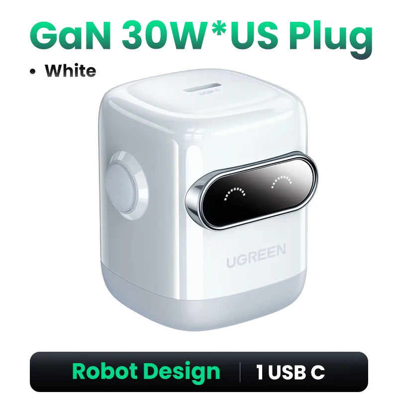 UGREEN GaN Robot Fast Charger | 30W 60W 65W 100W USB-C Power Adapter