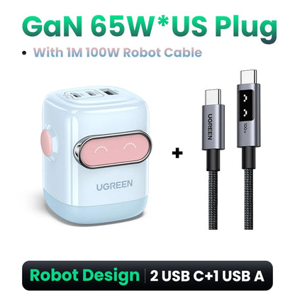UGREEN GaN Robot Fast Charger | 30W 60W 65W 100W USB-C Power Adapter
