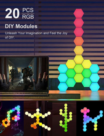 RGB Hexagonal Smart Wall Lamp – Music Sync LED Panels with App Control