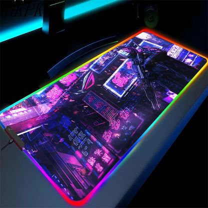XXL RGB Gaming Desk Mat – LED Backlit Mouse Pad with Wrist Rest