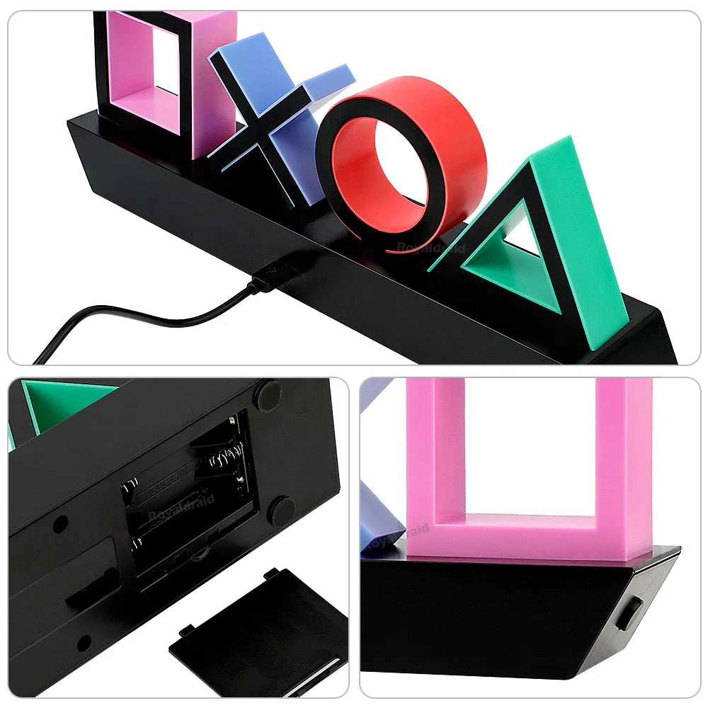 PS4 / PS5 Game Icon LED Light – Music Reactive Neon Lamp, USB or Battery Powered