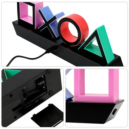 PS4 / PS5 Game Icon LED Light – Music Reactive Neon Lamp, USB or Battery Powered