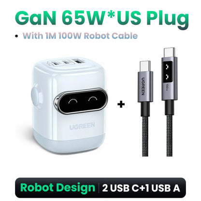 UGREEN GaN Robot Fast Charger | 30W 60W 65W 100W USB-C Power Adapter