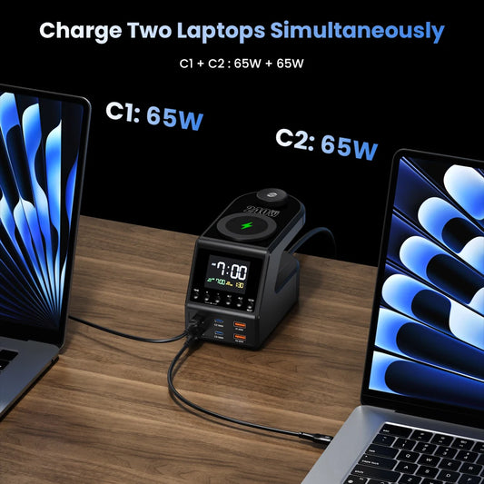 240W GaN Desktop Charging Station with Clock Display