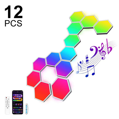 RGB Hexagonal Smart Wall Lamp – Music Sync LED Panels with App Control