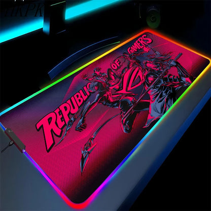 XXL RGB Gaming Desk Mat – LED Backlit Mouse Pad with Wrist Rest