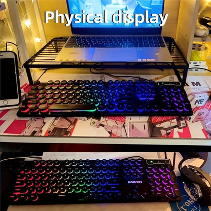 EWEADN GX330 Retro Typewriter RGB Gaming Keyboard | 104-Key Wired Mechanical Style Keyboard