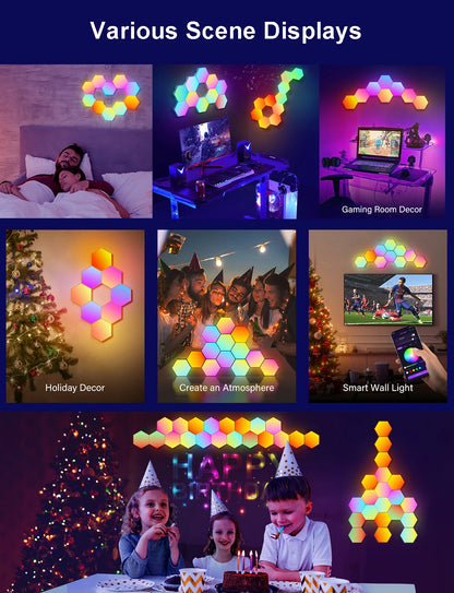 RGB Hexagonal Smart Wall Lamp – Music Sync LED Panels with App Control
