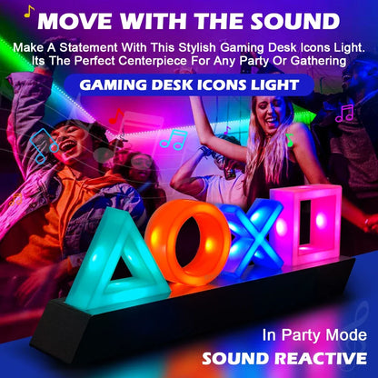 PS4 / PS5 Game Icon LED Light – Music Reactive Neon Lamp, USB or Battery Powered