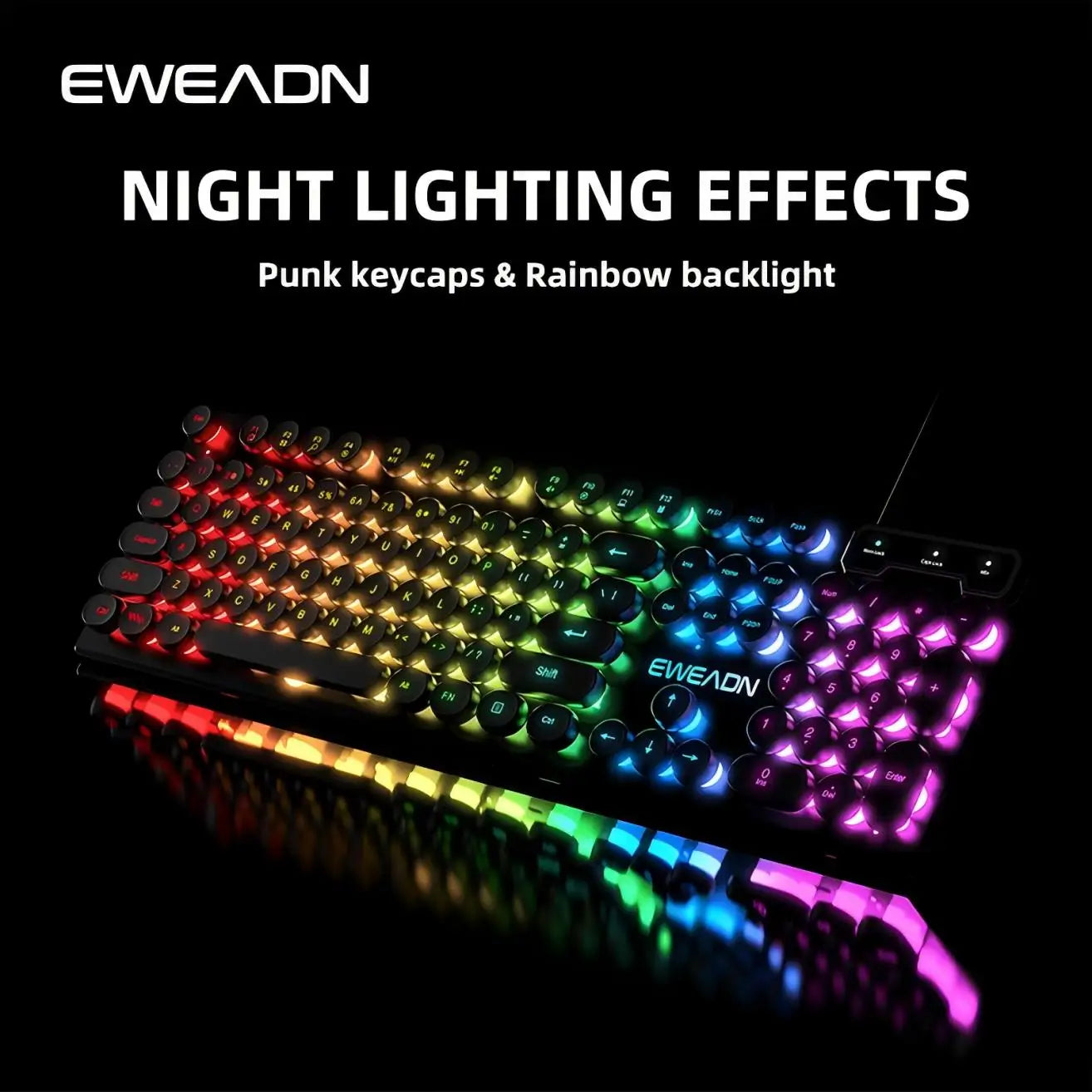 EWEADN GX330 Retro Typewriter RGB Gaming Keyboard | 104-Key Wired Mechanical Style Keyboard
