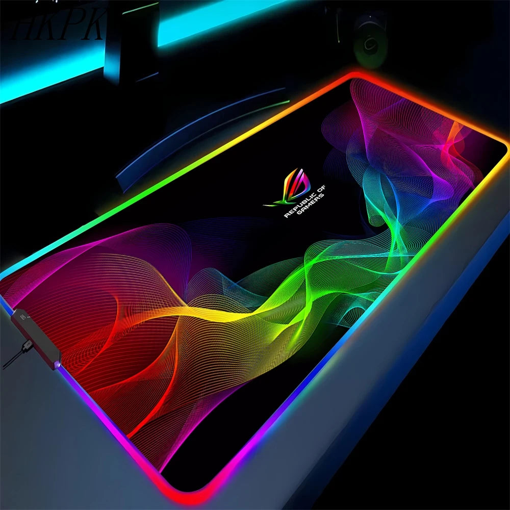 XXL RGB Gaming Desk Mat – LED Backlit Mouse Pad with Wrist Rest