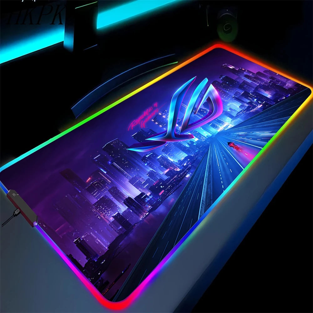 XXL RGB Gaming Desk Mat – LED Backlit Mouse Pad with Wrist Rest