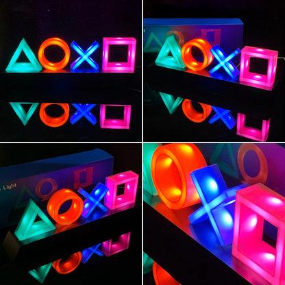 PS4 / PS5 Game Icon LED Light – Music Reactive Neon Lamp, USB or Battery Powered