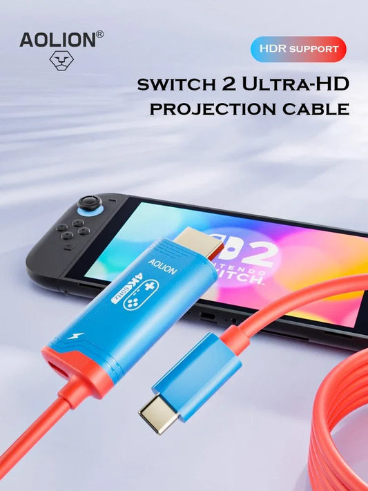 Switch Dock-Free 4K HDMI Type-C Cable with PD 100W Charging | Portable Console Display Cable