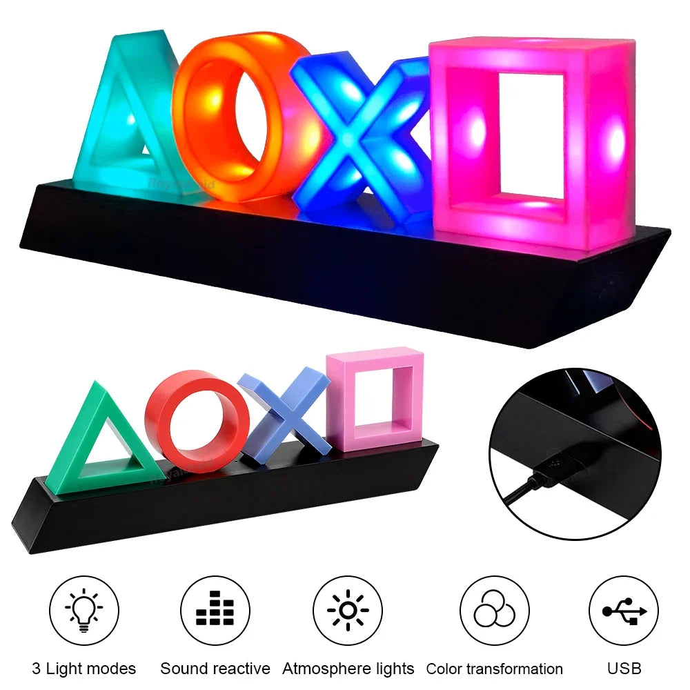 PS4 / PS5 Game Icon LED Light – Music Reactive Neon Lamp, USB or Battery Powered