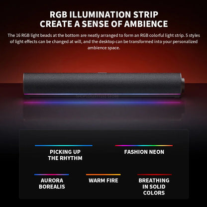Xiaomi RGB Desktop Stereo Speaker Bar | Slim PC Soundbar for Gaming Setups