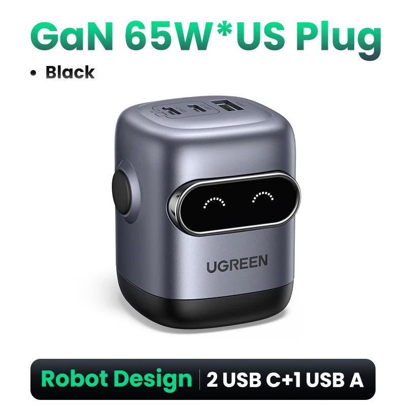 UGREEN GaN Robot Fast Charger | 30W 60W 65W 100W USB-C Power Adapter