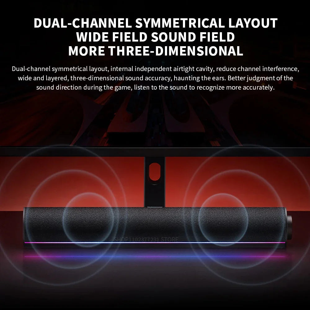Xiaomi RGB Desktop Stereo Speaker Bar | Slim PC Soundbar for Gaming Setups