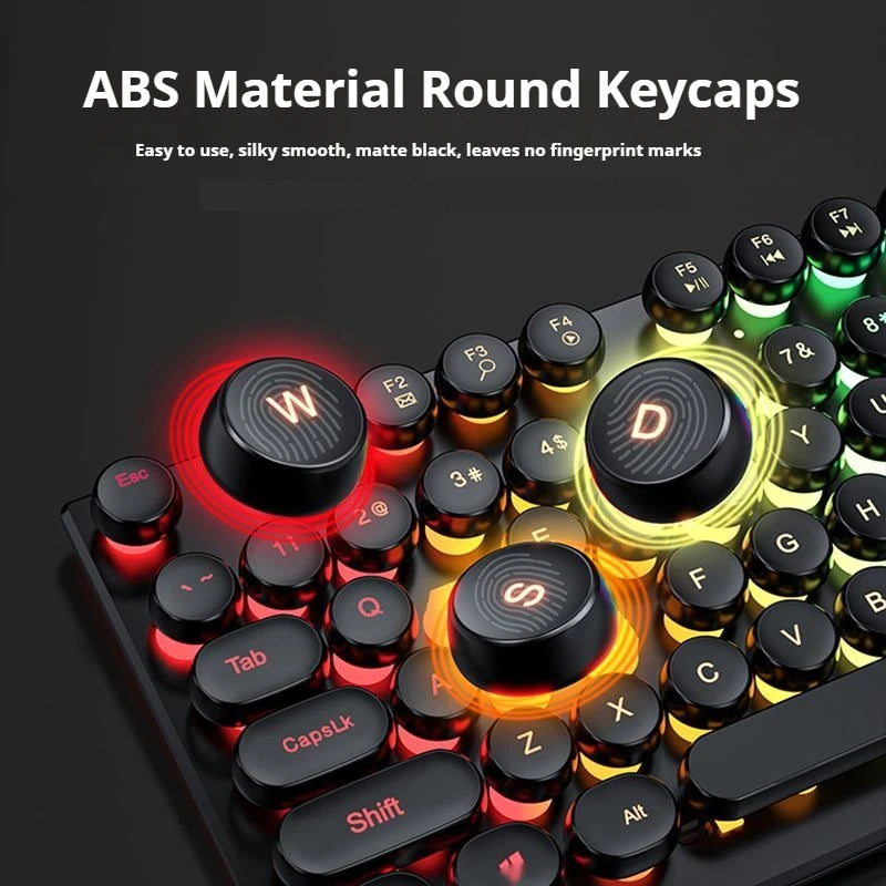 EWEADN GX330 Retro Typewriter RGB Gaming Keyboard | 104-Key Wired Mechanical Style Keyboard