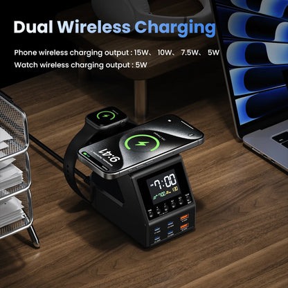 240W GaN Desktop Charging Station with Clock Display