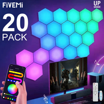 RGB Hexagonal Smart Wall Lamp – Music Sync LED Panels with App Control