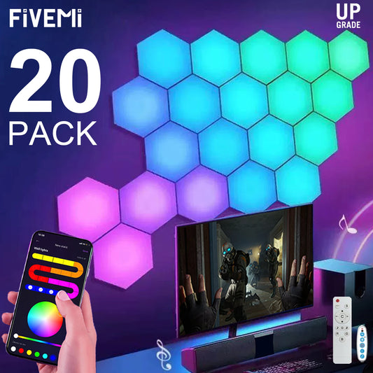 RGB Hexagonal Smart Wall Lamp – Music Sync LED Panels with App Control