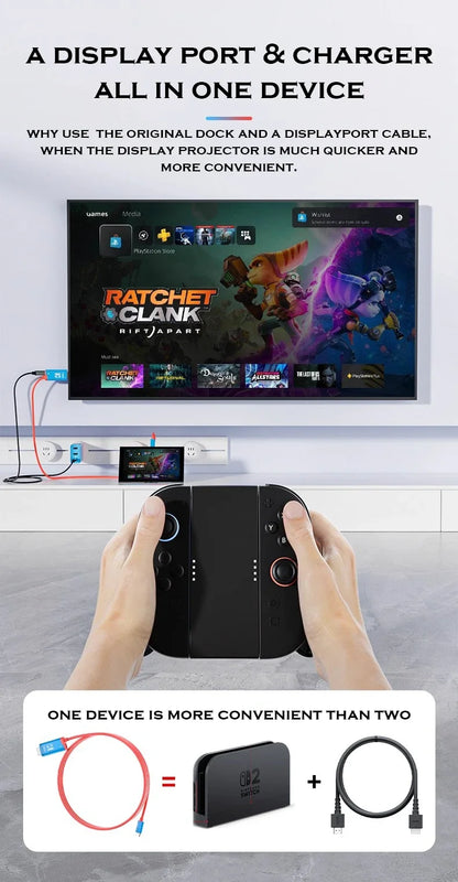 Switch Dock-Free 4K HDMI Type-C Cable with PD 100W Charging | Portable Console Display Cable