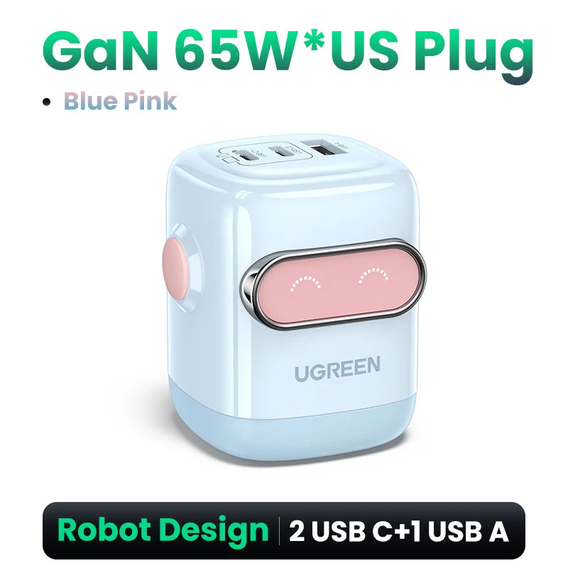UGREEN GaN Robot Fast Charger | 30W 60W 65W 100W USB-C Power Adapter