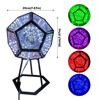 Infinity Dodecahedron LED Night Light – 3D Mirror Geometric Lamp