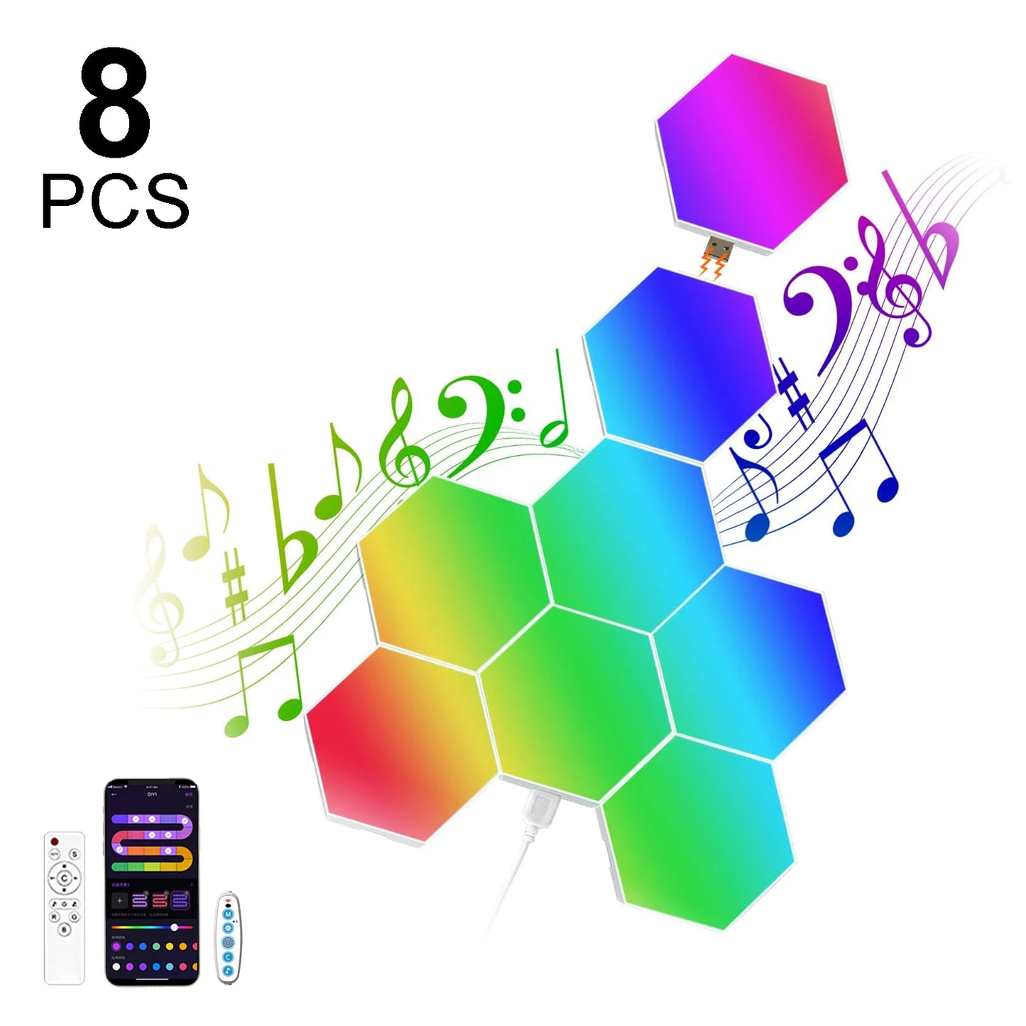 RGB Hexagonal Smart Wall Lamp – Music Sync LED Panels with App Control