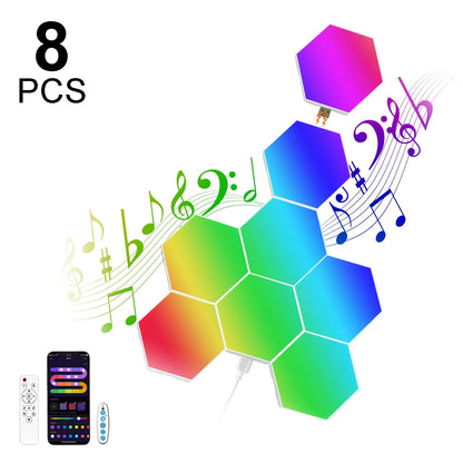 RGB Hexagonal Smart Wall Lamp – Music Sync LED Panels with App Control