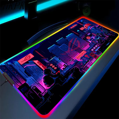 XXL RGB Gaming Desk Mat – LED Backlit Mouse Pad with Wrist Rest